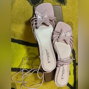 Vintage Pierre Dumas Baby Pink Butterfly Wrap Sandals